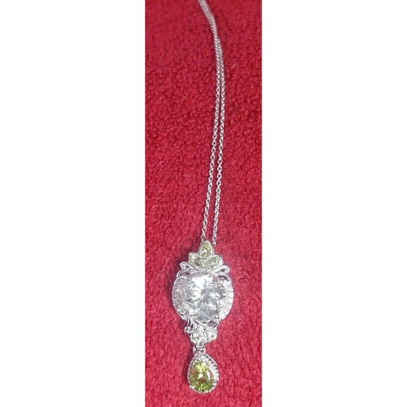 Genuine peridot Rutilated quartz sterling silver pendant STS - Picture 12 of 12